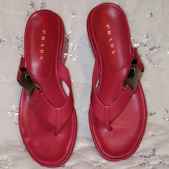 Prada Shoes - Prada red thong platform sandles sz 36.5  (6)